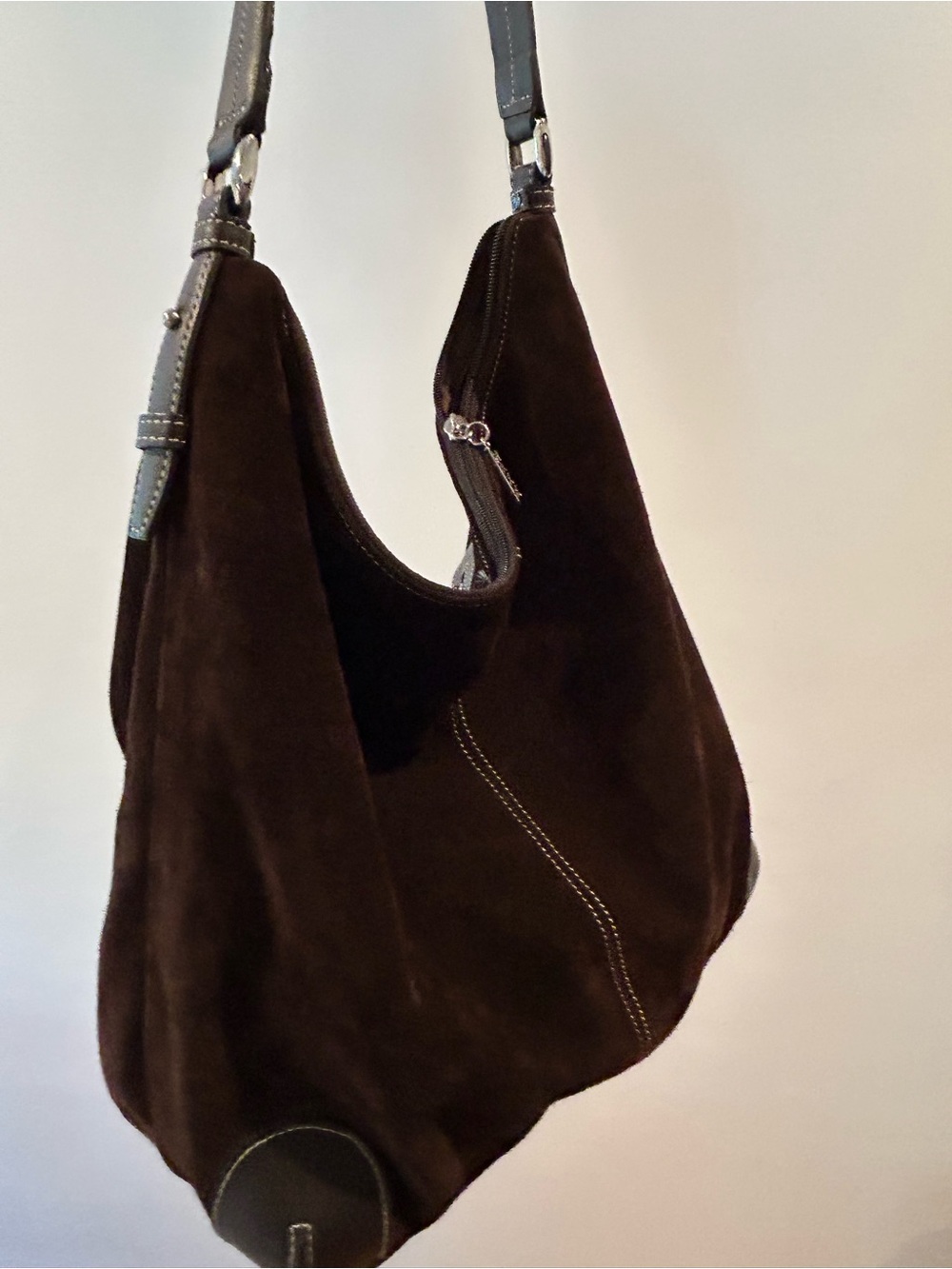 Maxx New York Dark Brown Suede Shoulder Bag